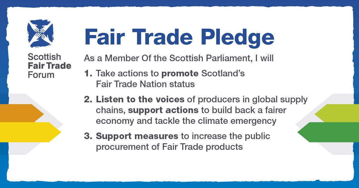 Text showing the commitments by an MSP for the Fair Trade Pledge